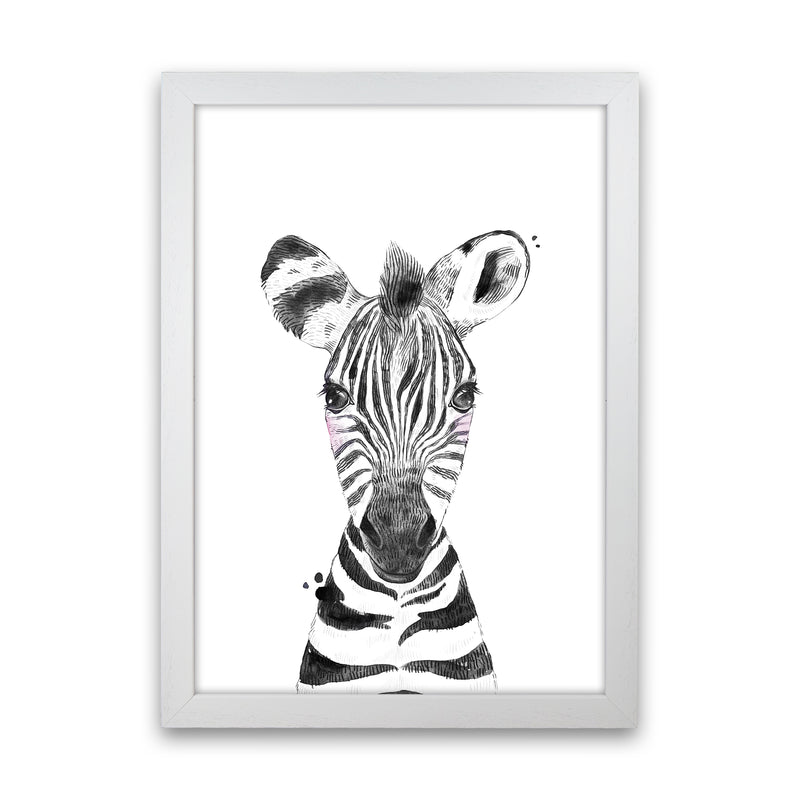Safari Babies Zebra  Art Print by Pixy Paper White Grain