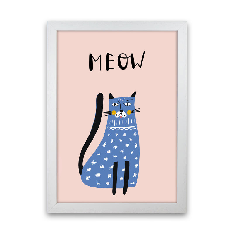 Meow Cat Art Print by Pixy Paper White Grain