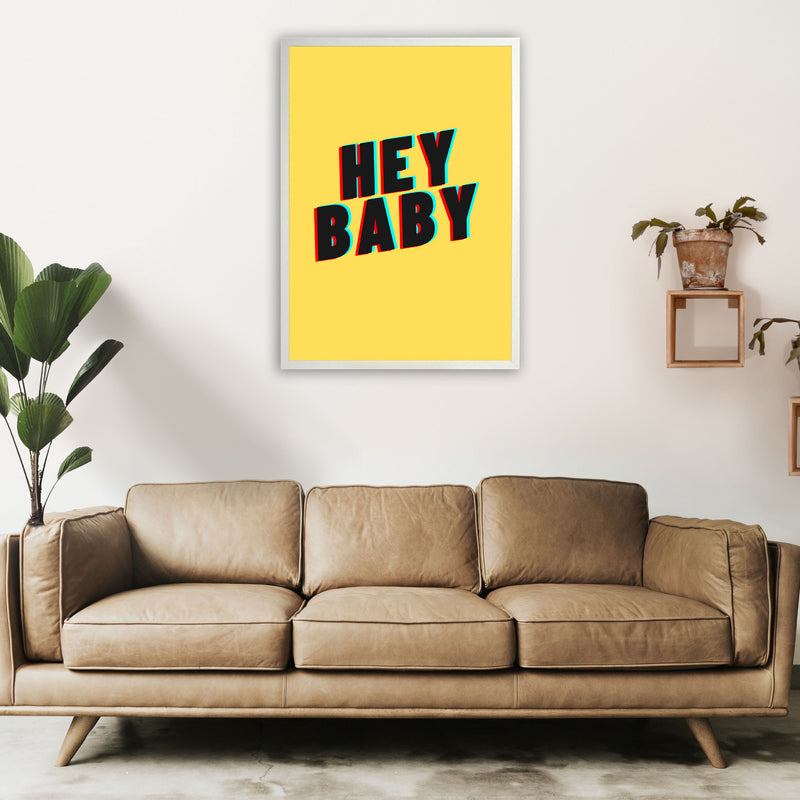 Hey Baby Art Print by Proper Job Studio A1 Oak Frame