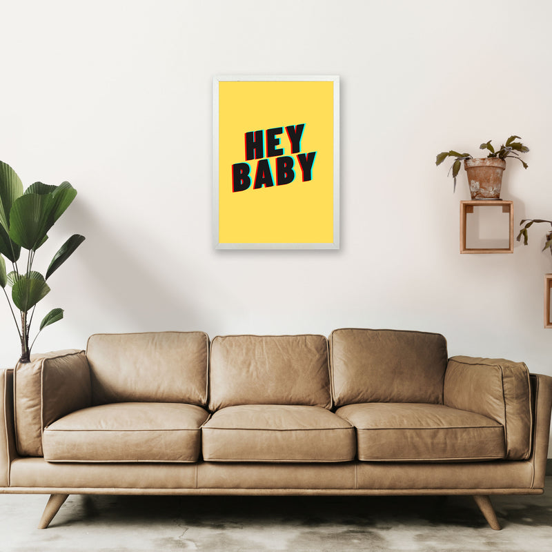 Hey Baby Art Print by Proper Job Studio A2 Oak Frame