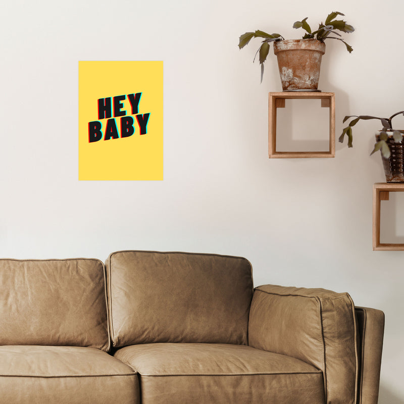 Hey Baby Art Print by Proper Job Studio A3 Black Frame