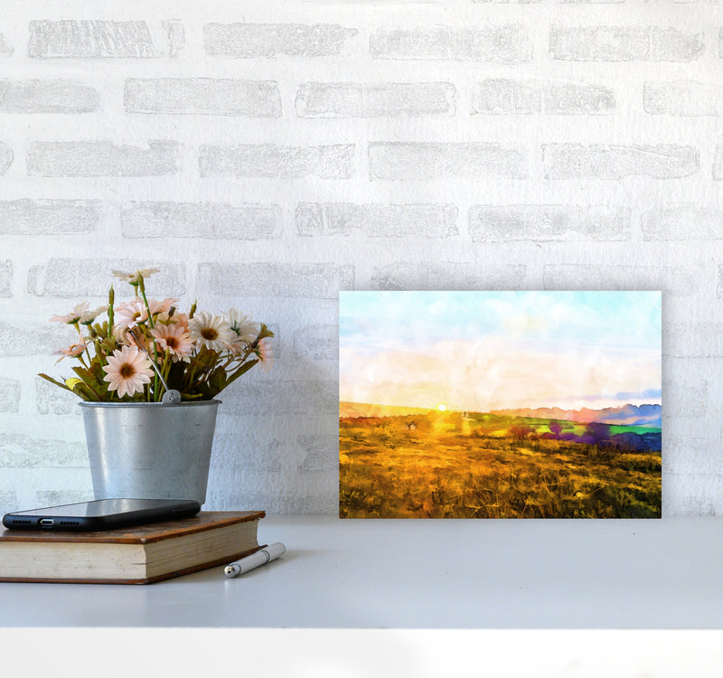 Dartmoor Sunset Art Print by Proper Job Studio A4 Black Frame