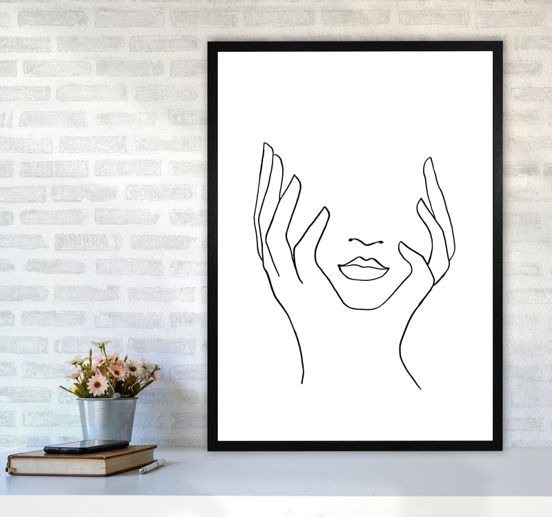 Line Art Holding Face By Planeta444 A1 White Frame