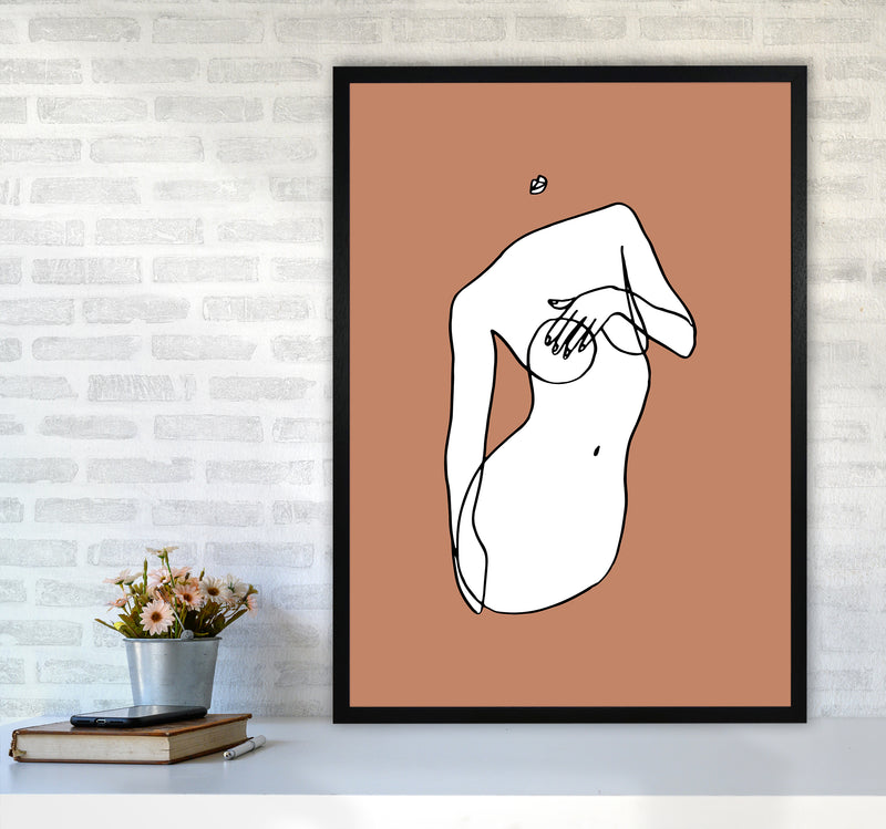 Covering Breasts With One Hand Terracotta By Planeta444 A1 White Frame