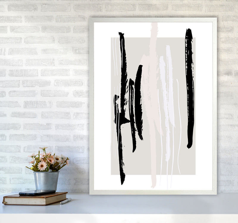 Abstracts Pennellate Linee Grey White Black3 By Planeta444 A1 Oak Frame