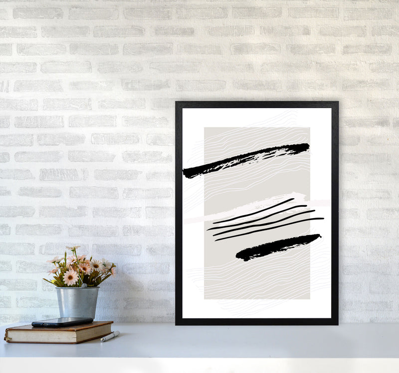 Abstracts Pennellate Linee Grey White Black2 By Planeta444 A2 White Frame