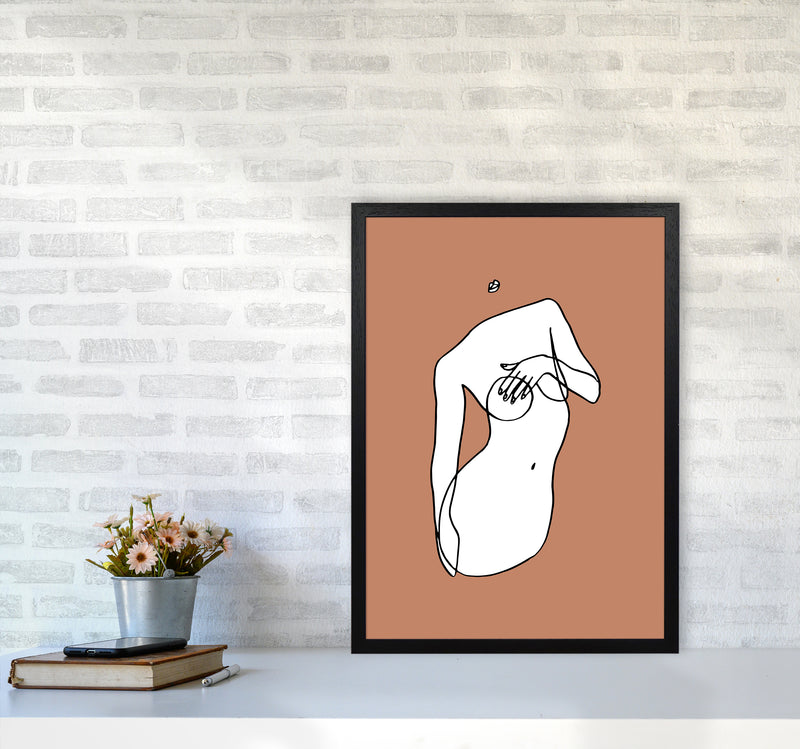 Covering Breasts With One Hand Terracotta By Planeta444 A2 White Frame