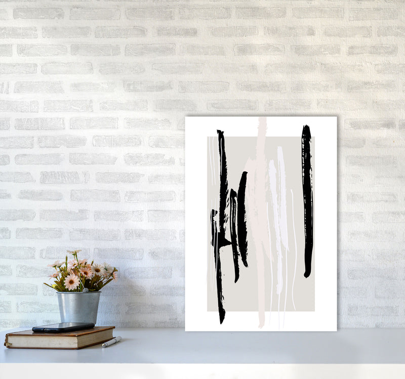 Abstracts Pennellate Linee Grey White Black3 By Planeta444 A2 Black Frame