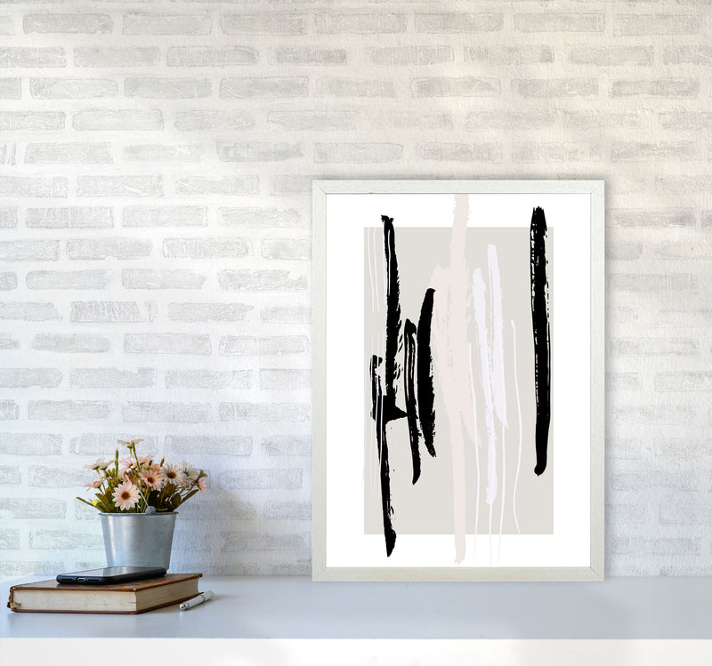 Abstracts Pennellate Linee Grey White Black3 By Planeta444 A2 Oak Frame