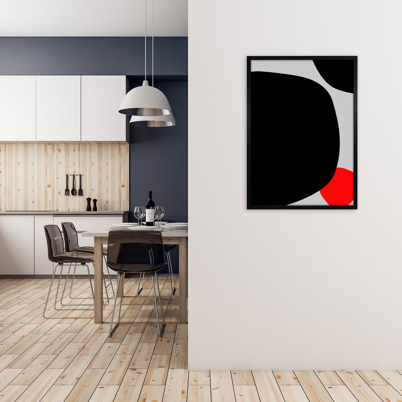 Abstract Black Shapes with Red Original A Art Print by Print Punk Studio A1 White Frame