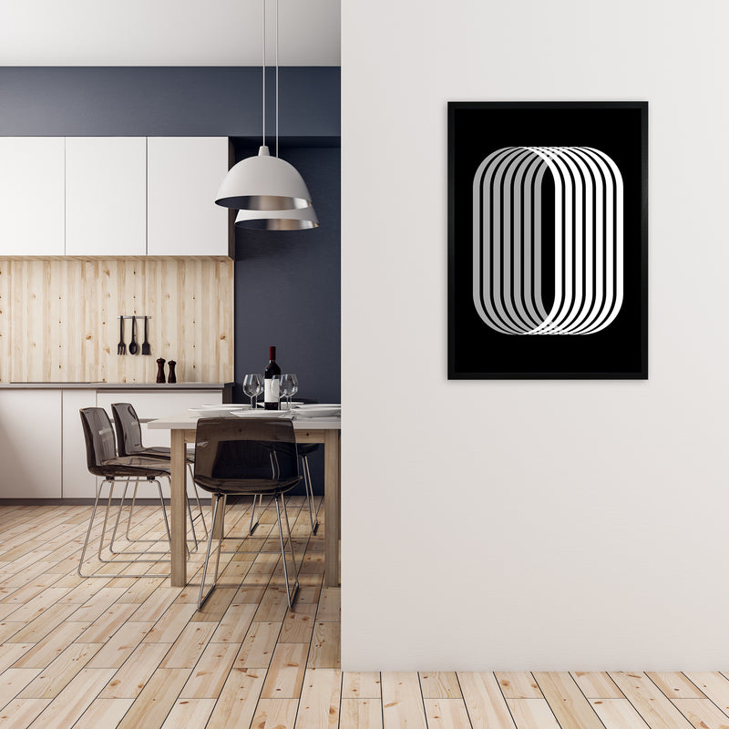 Abstract Modern Black and White Shape Original A1 White Frame