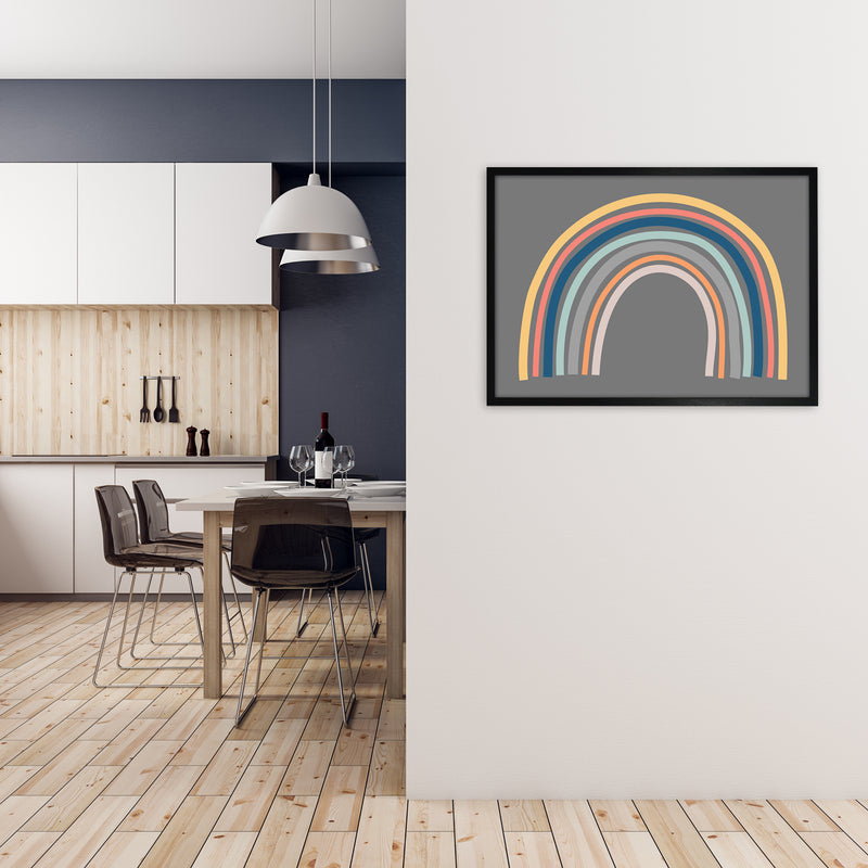 Rainbow on Gray Original A1 White Frame