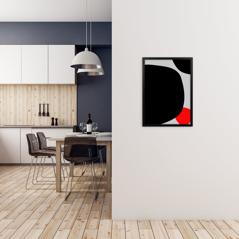 Abstract Black Shapes with Red Original A Art Print by Print Punk Studio A2 White Frame