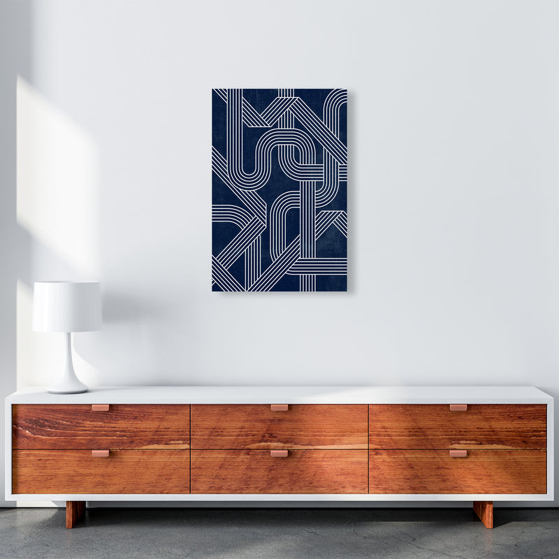 Blue Abstract Lines Wall Art A2 Canvas