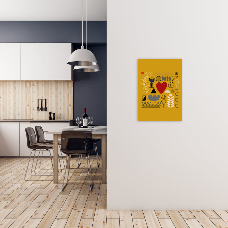 Yellow Scandinavian Abstract Shapes Original A2 Black Frame