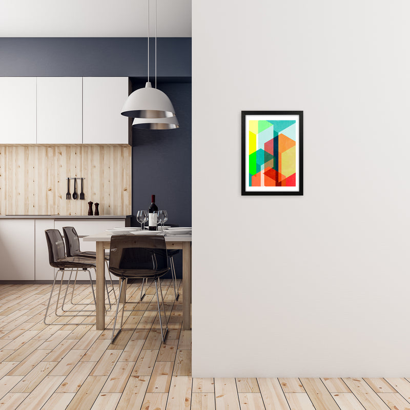 Bright Colourful Abstract Print B A3 White Frame