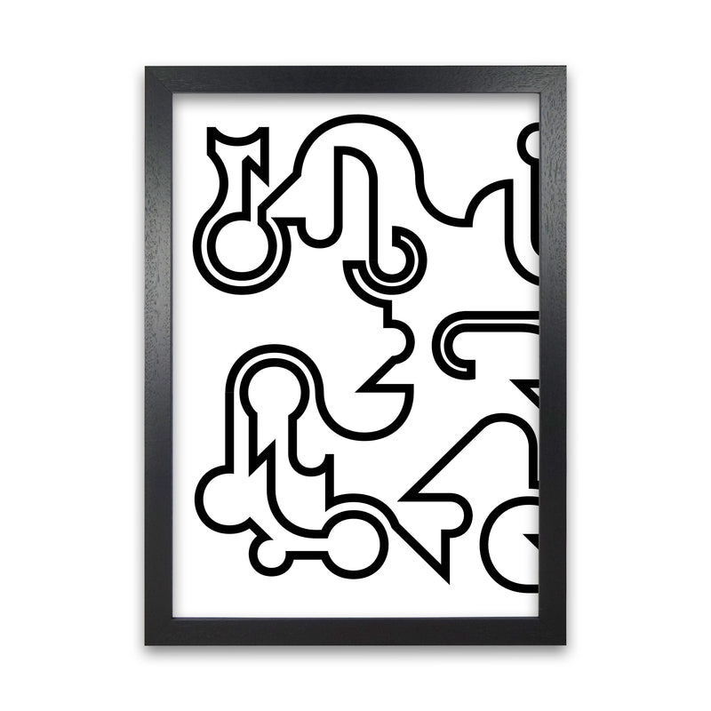 Abstract Black and White Minimal Line Left Art Print by Print Punk Studio Black Grain