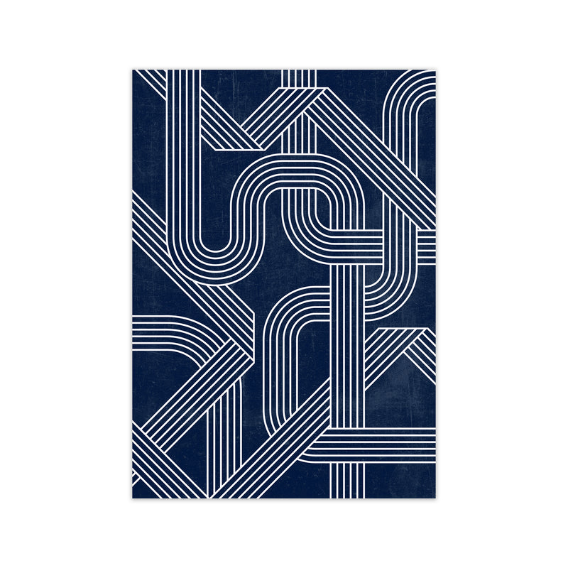 Blue Abstract Lines Wall Art Print Only