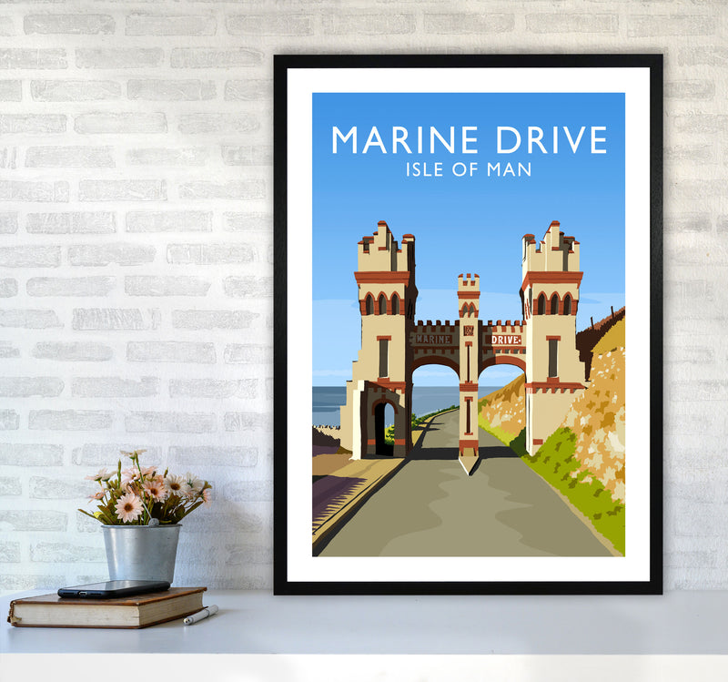 Marine Drive portrait Travel Art Print by Richard O'Neill A1 White Frame