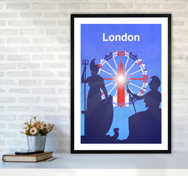 London (Britannia) portrait Travel Art Print by Richard O'Neill A1 White Frame