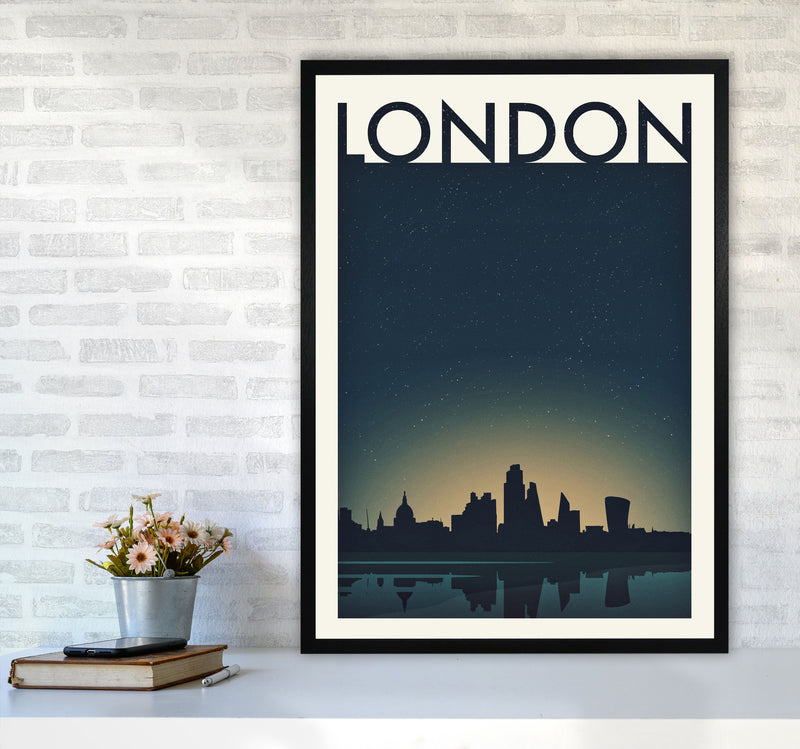 London 4 (Night) Travel Art Print by Richard O'Neill A1 White Frame