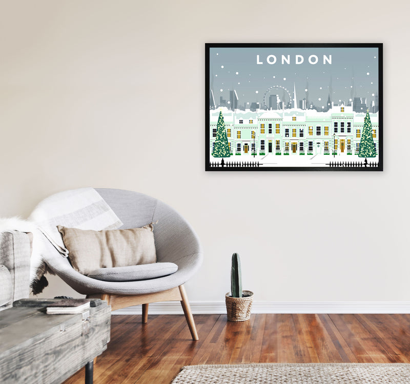 London Cherry Tree Lane In Snow by Richard O'Neill A1 White Frame