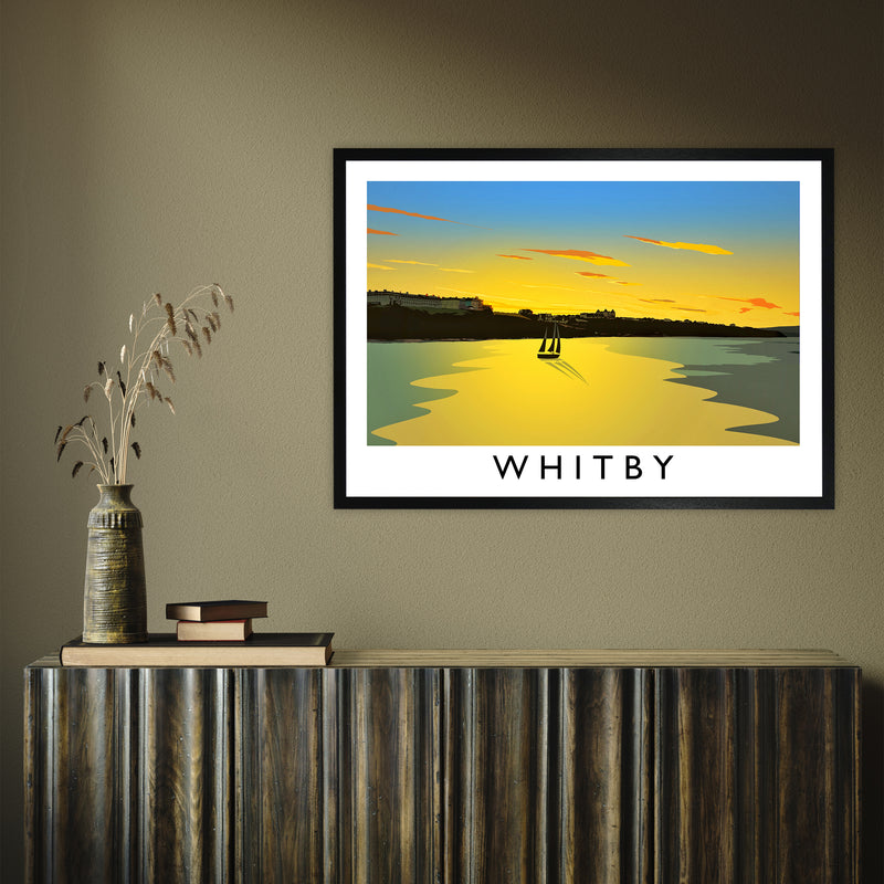 Whitby (Sunset) 2 by Richard O'Neill A1 Black Frame
