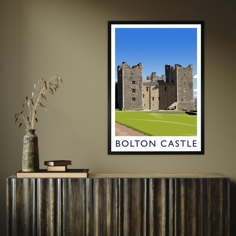 Bolton Castle 2 portrait by Richard O'Neill A1 Black Frame