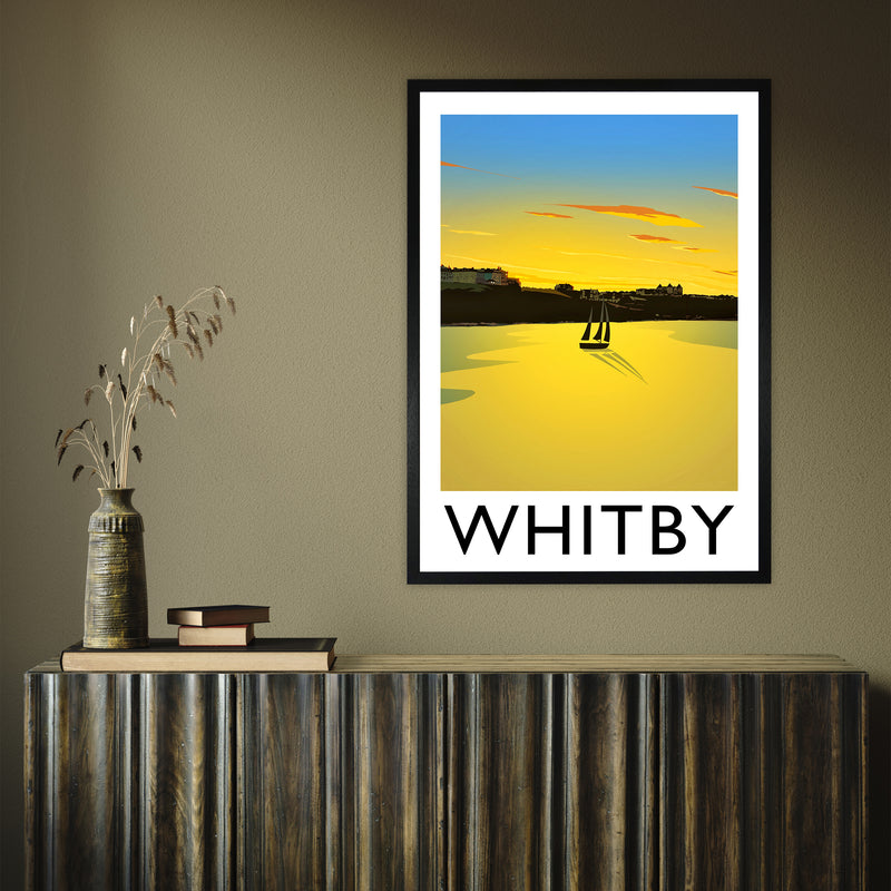 Whitby (Sunset) 2 portrait by Richard O'Neill A1 Black Frame