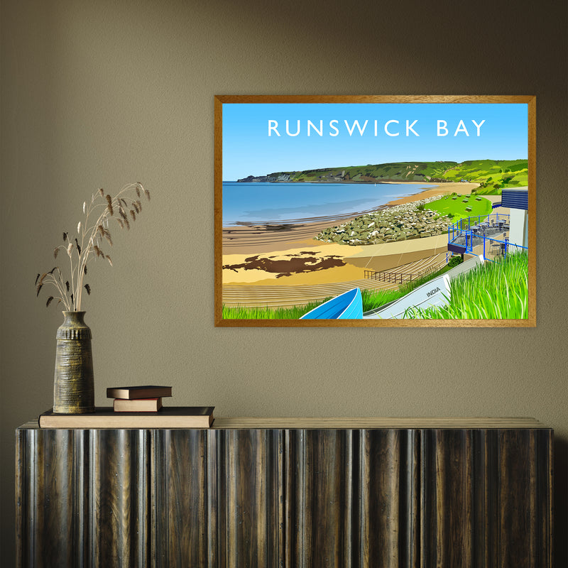 Runswick Bay 3 by Richard O'Neill A1 Oak Frame