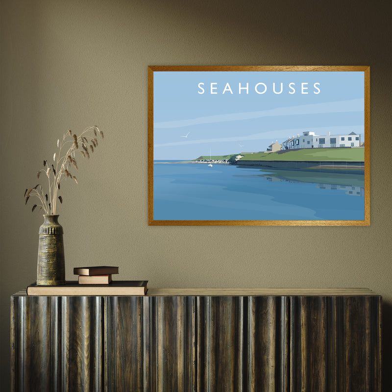Seahouses 2 by Richard O'Neill A1 Oak Frame