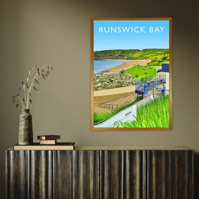 Runswick Bay 3 portrait by Richard O'Neill A1 Oak Frame