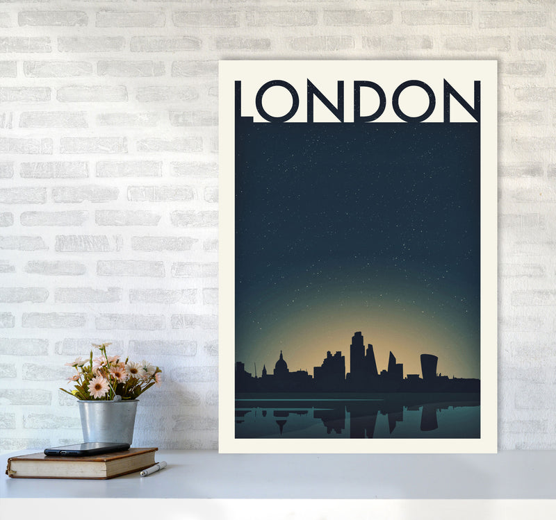 London 4 (Night) Travel Art Print by Richard O'Neill A1 Black Frame