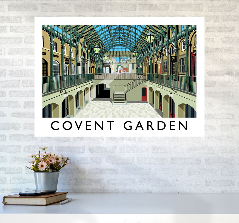 Covent Garden London Vintage Travel Art Poster by Richard O'Neill, Framed Wall Art Print, Cityscape, Landscape Art Gifts A1 Black Frame