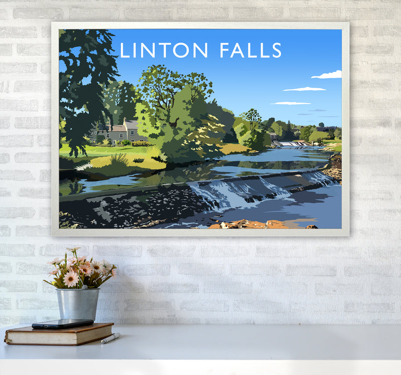 Linton Falls Travel Art Print by Richard O'Neill A1 Oak Frame