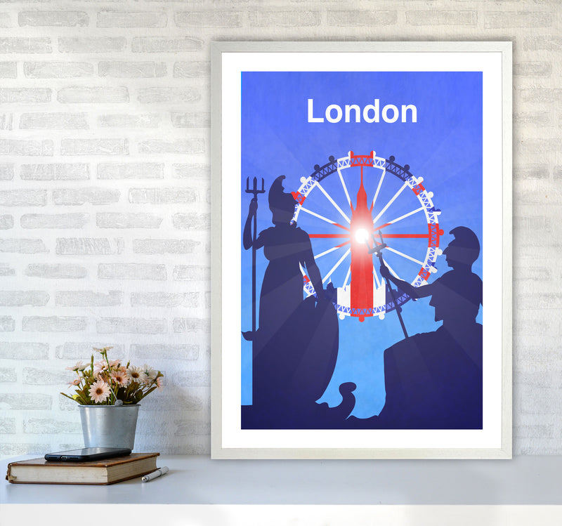 London (Britannia) portrait Travel Art Print by Richard O'Neill A1 Oak Frame