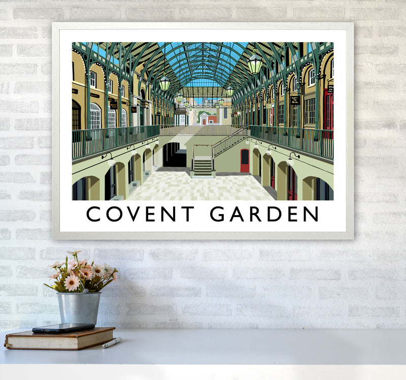 Covent Garden London Vintage Travel Art Poster by Richard O'Neill, Framed Wall Art Print, Cityscape, Landscape Art Gifts A1 Oak Frame