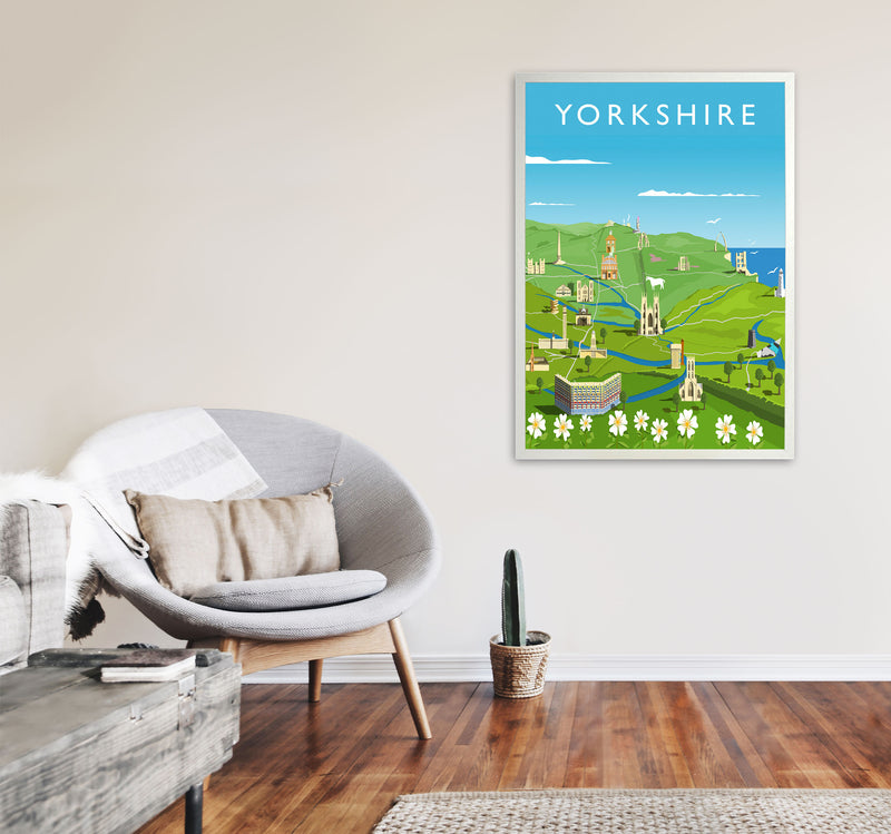 Yorkshire (Portrait) Art Print Vintage Travel Poster by Richard O'Neill A1 Oak Frame