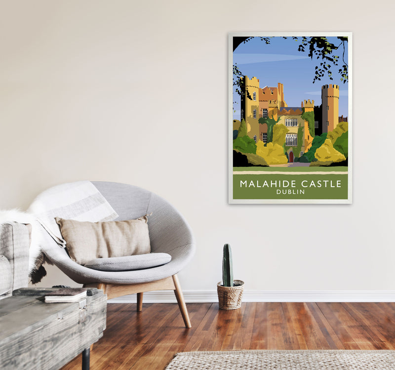 Malahide Castle Dublin Travel Art Print by Richard O'Neill, Framed Wall Art A1 Oak Frame