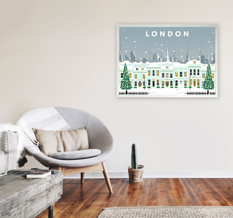 London Cherry Tree Lane In Snow by Richard O'Neill A1 Oak Frame