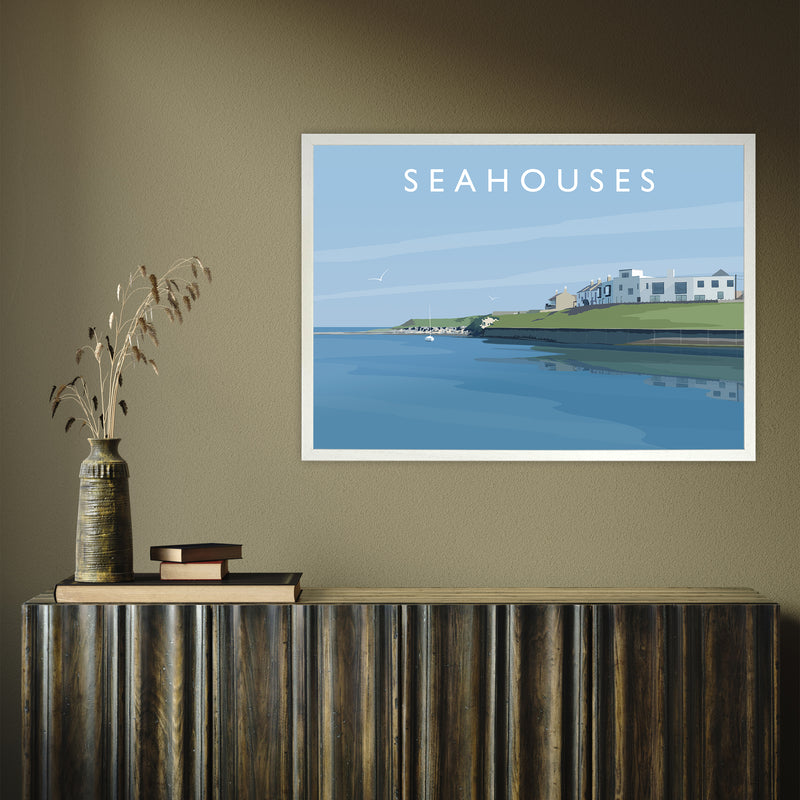 Seahouses 2 by Richard O'Neill A1 White Frame