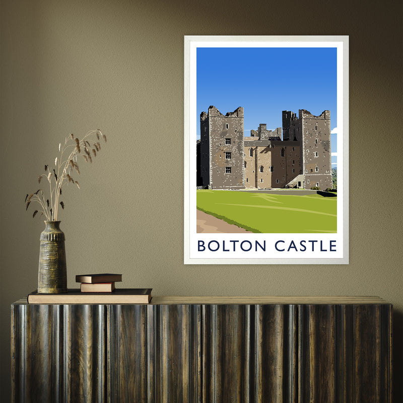 Bolton Castle 2 portrait by Richard O'Neill A1 White Frame