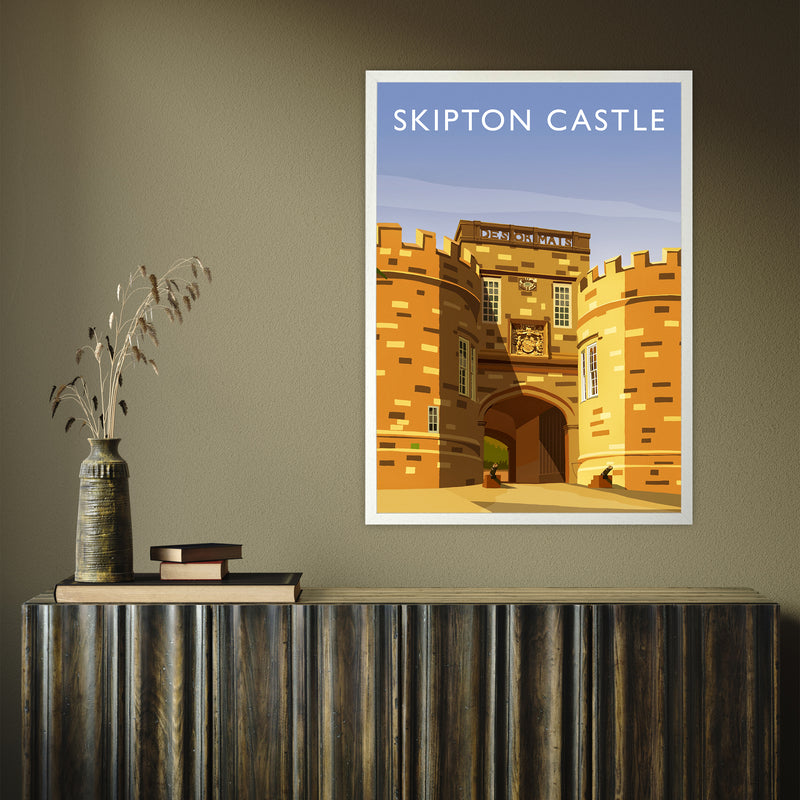 Skipton Castle portrait by Richard O'Neill A1 White Frame