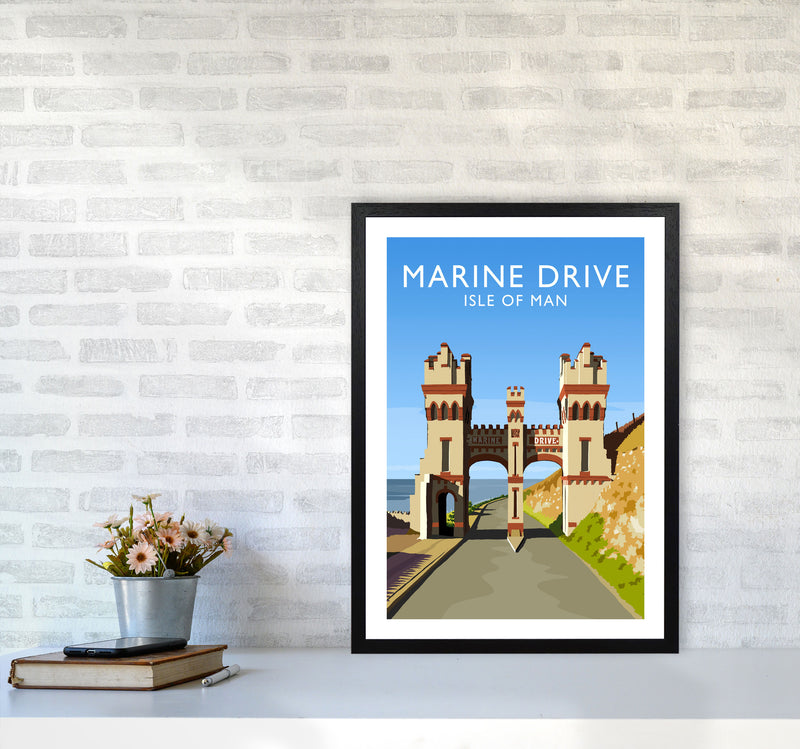 Marine Drive portrait Travel Art Print by Richard O'Neill A2 White Frame
