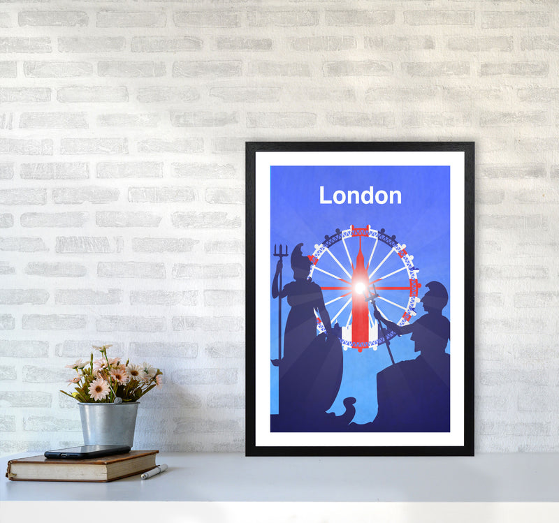 London (Britannia) portrait Travel Art Print by Richard O'Neill A2 White Frame