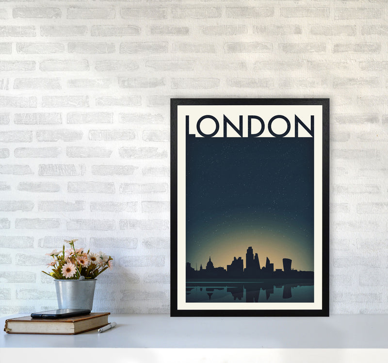 London 4 (Night) Travel Art Print by Richard O'Neill A2 White Frame