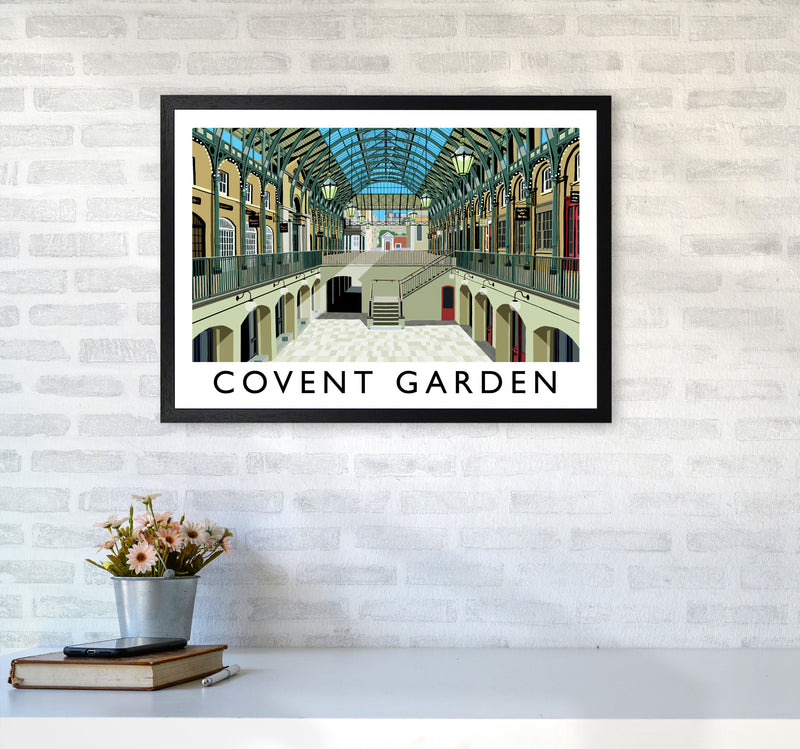 Covent Garden London Vintage Travel Art Poster by Richard O'Neill, Framed Wall Art Print, Cityscape, Landscape Art Gifts A2 White Frame