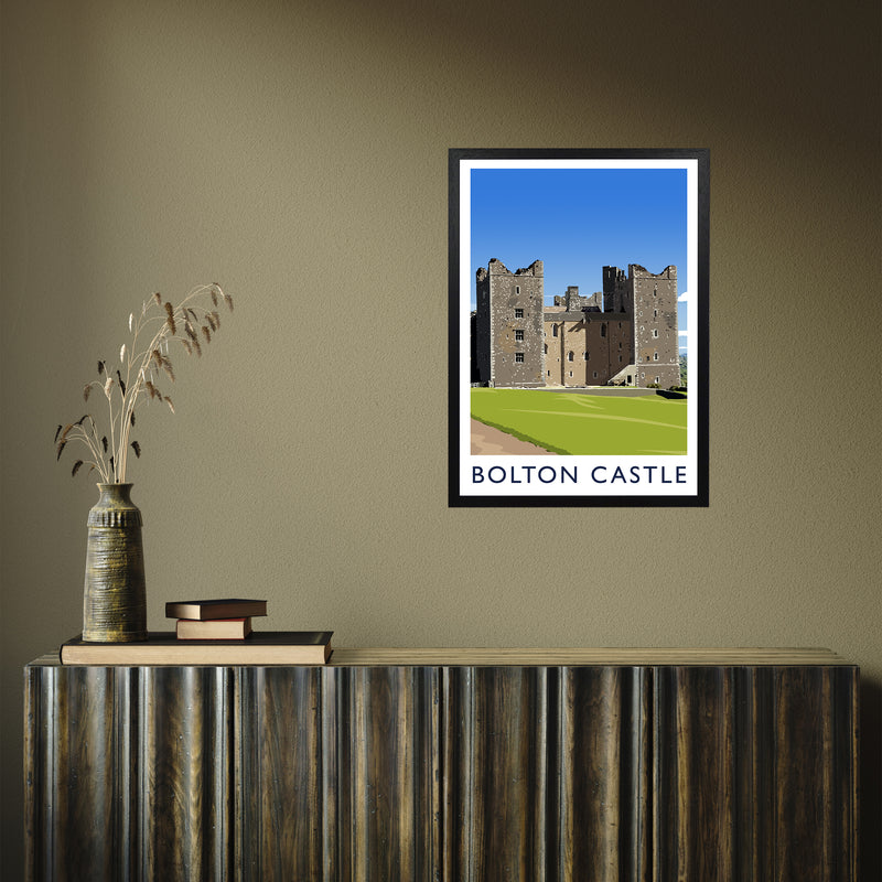 Bolton Castle 2 portrait by Richard O'Neill A2 Black Frame