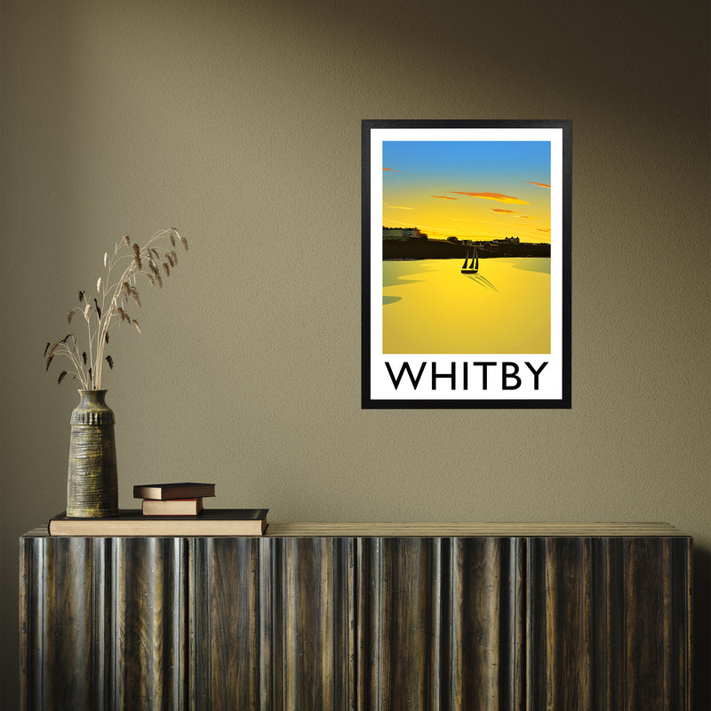 Whitby (Sunset) 2 portrait by Richard O'Neill A2 Black Frame