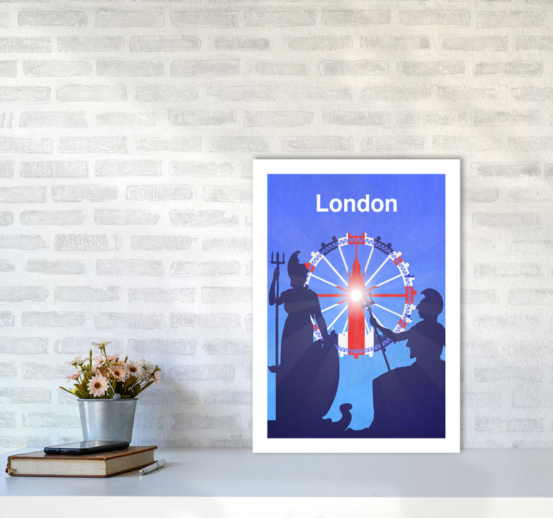 London (Britannia) portrait Travel Art Print by Richard O'Neill A2 Black Frame